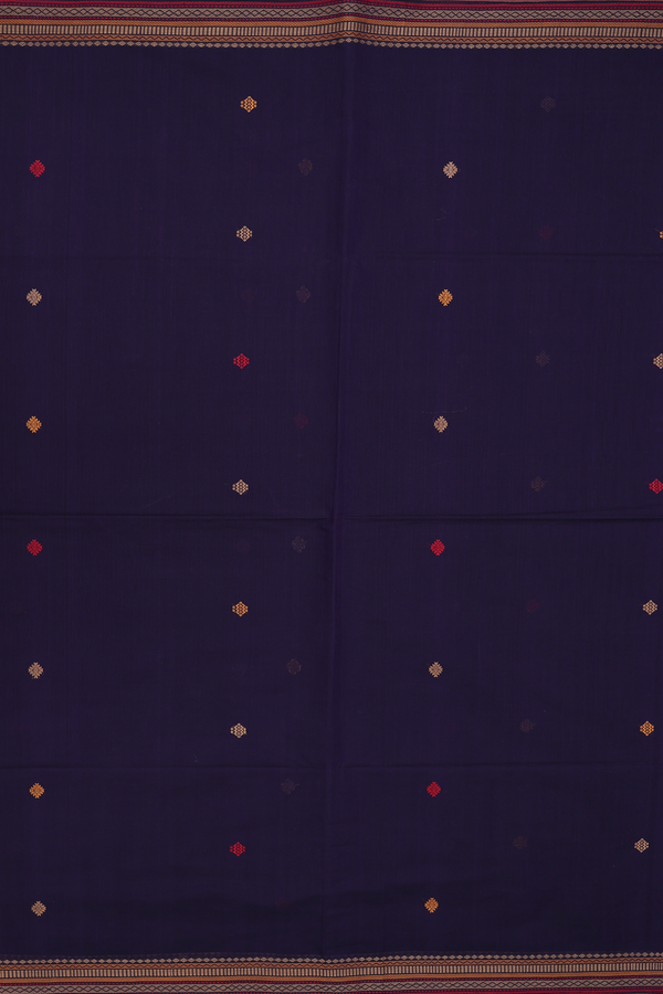 Coimbatore Cotton Saree In Deep Purple With Threadwork Buttas