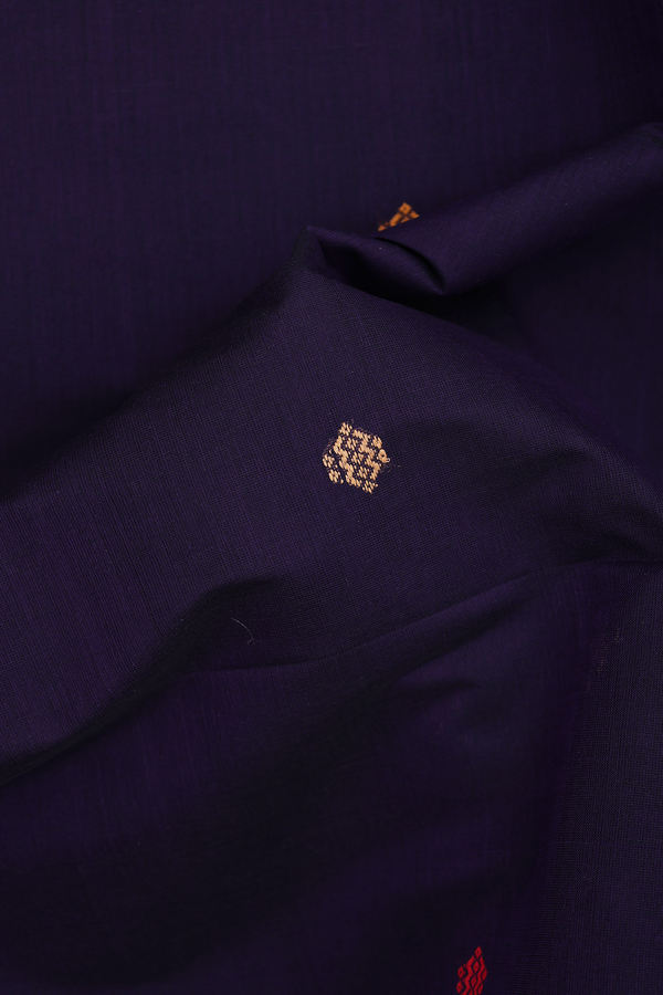 Coimbatore Cotton Saree In Deep Purple With Threadwork Buttas