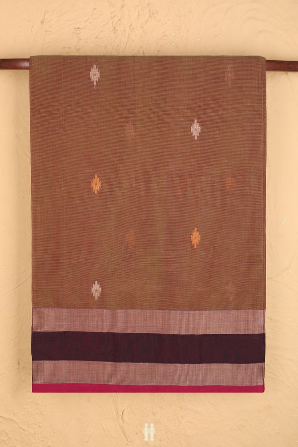Coimbatore Cotton Saree In Dual Tone With Threadwork Buttas