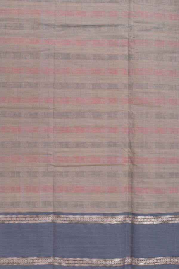 Coimbatore Cotton Saree In Dusty Brown With Checks Design