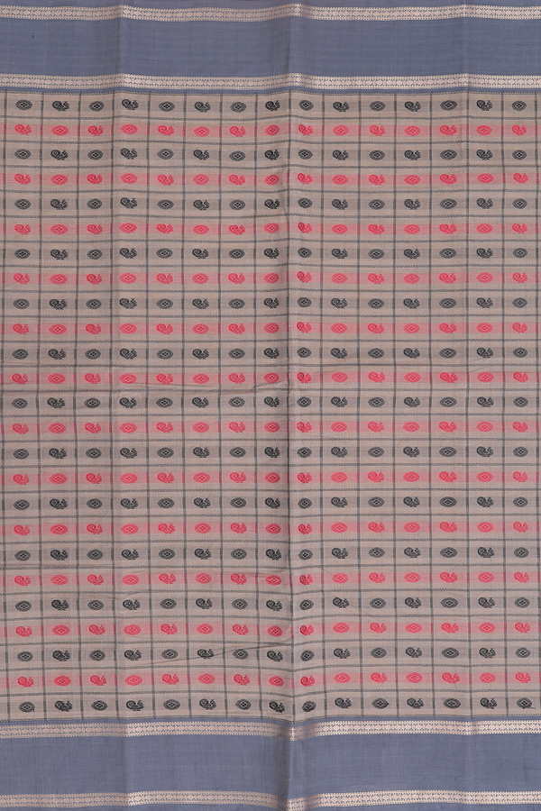 Coimbatore Cotton Saree In Dusty Brown With Checks Design