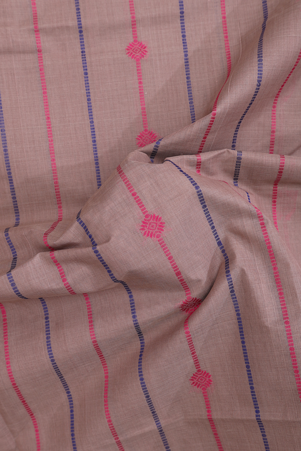 Coimbatore Cotton Saree In Dusty Brown With Stripes Design
