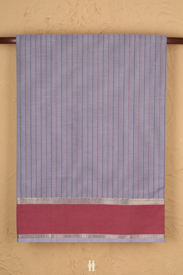 Coimbatore Cotton Saree In Dusty Grape With Stripes Design