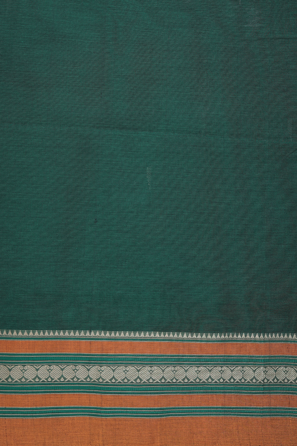 Coimbatore Cotton Saree In Forest Green With Threadwork Buttas