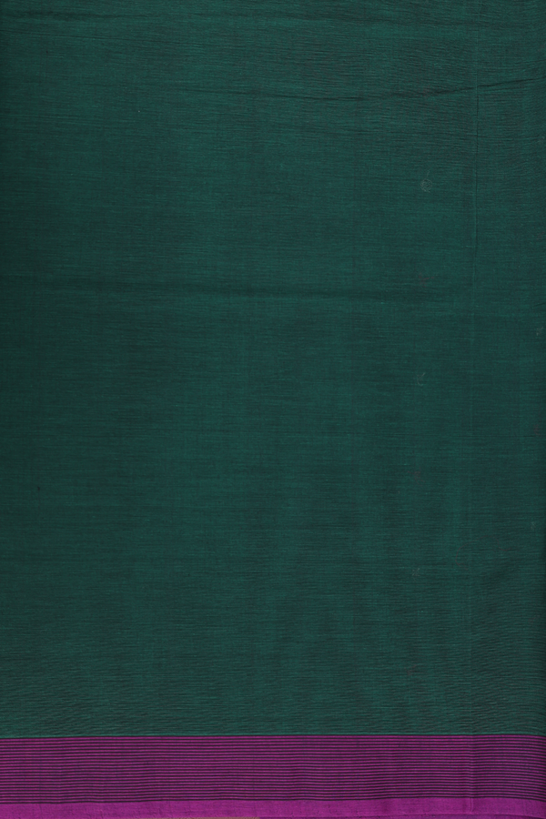 Coimbatore Cotton Saree In Forest Green With Threadwork Buttis