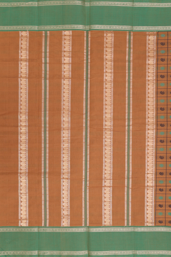 Coimbatore Cotton Saree In Golden Brown With Checks Design