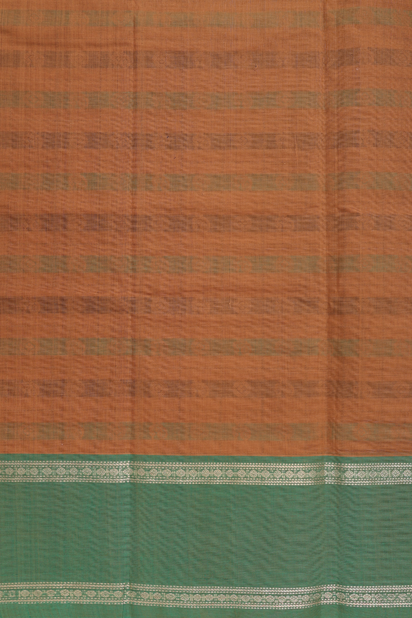 Coimbatore Cotton Saree In Golden Brown With Checks Design