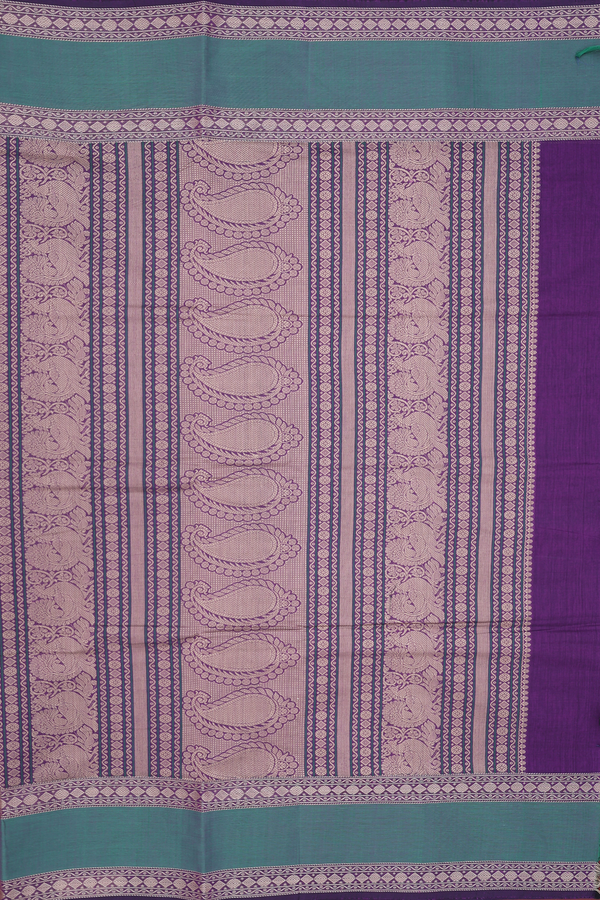 Coimbatore Cotton Saree In Grape Purple With Checks Design