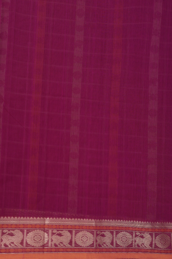 Coimbatore Cotton Saree In Grape Purple With Checks Design