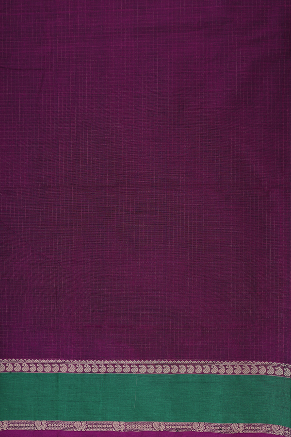 Coimbatore Cotton Saree In Grape Purple With Checks Design