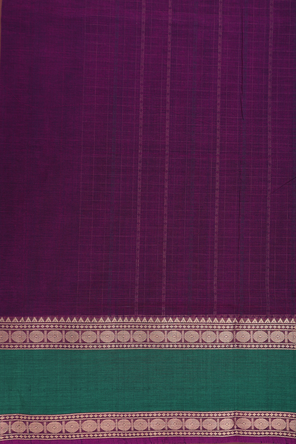 Coimbatore Cotton Saree In Grape Purple With Checks Design