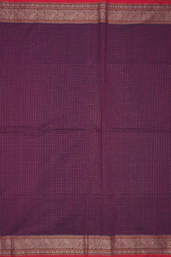 Coimbatore Cotton Saree In Grape Purple With Checks Design