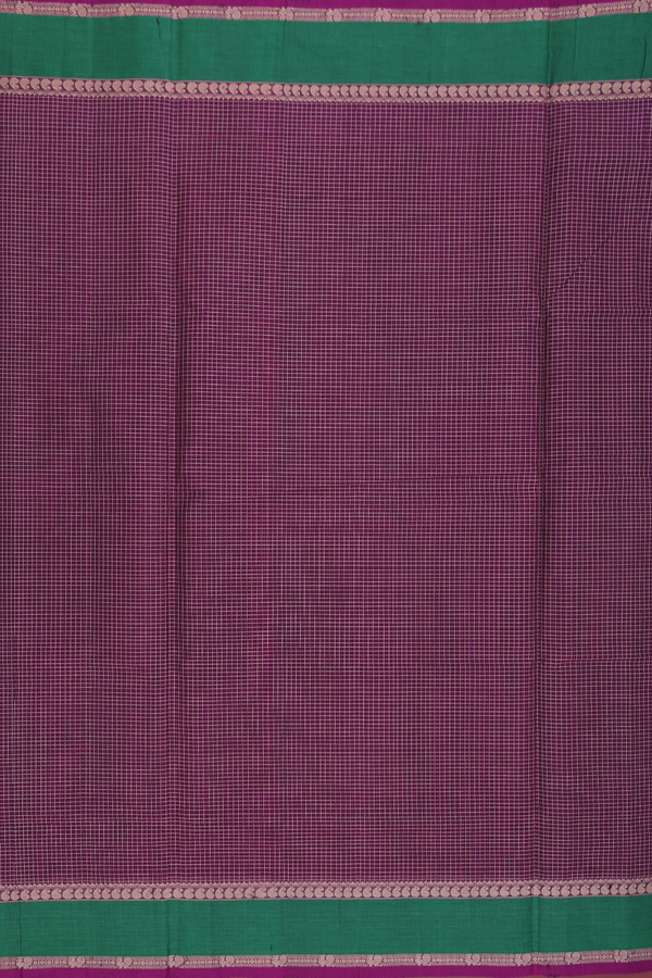 Coimbatore Cotton Saree In Grape Purple With Checks Design
