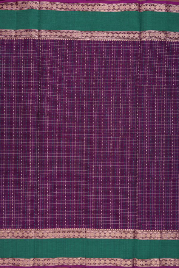 Coimbatore Cotton Saree In Grape Purple With Checks Design