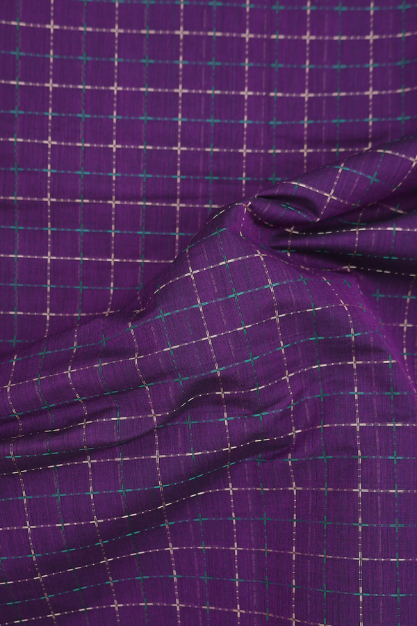 Coimbatore Cotton Saree In Grape Purple With Checks Design