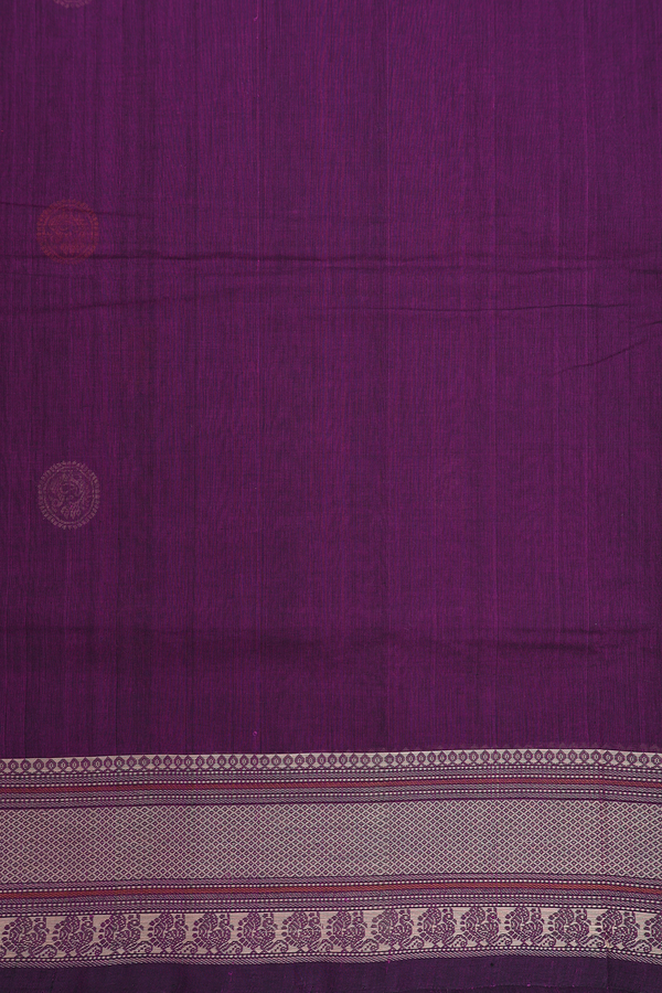 Coimbatore Cotton Saree In Grape Purple With Peacock Buttas