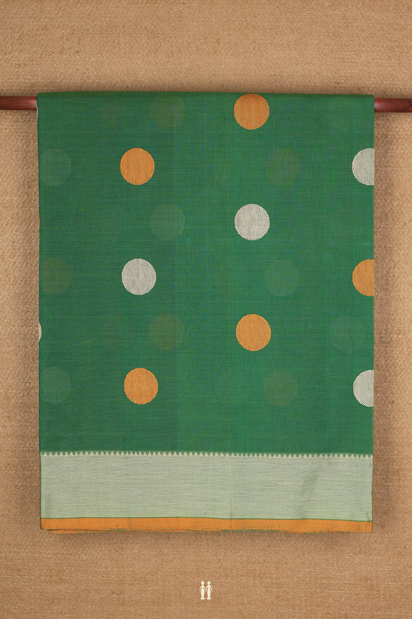 Coimbatore Cotton Saree In Green With Circle Buttas