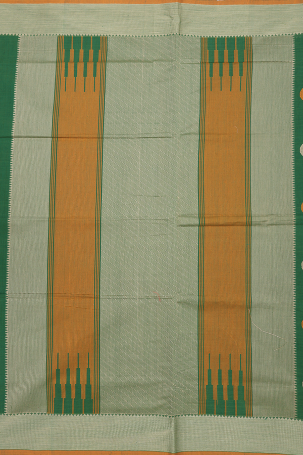 Coimbatore Cotton Saree In Green With Circle Buttas