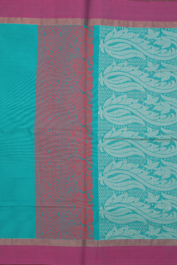 Coimbatore Cotton Saree In Green With Floral Buttas