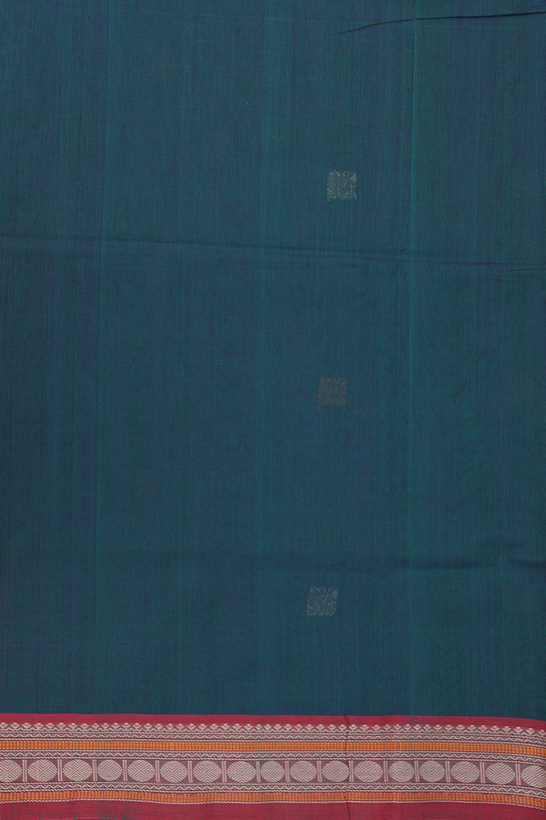 Coimbatore Cotton Saree In Green With Peacock Buttas