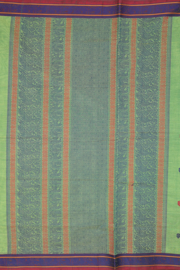 Coimbatore Cotton Saree In Green With Threadwork Buttas