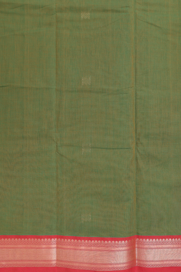 Coimbatore Cotton Saree In Green With Yali Buttas