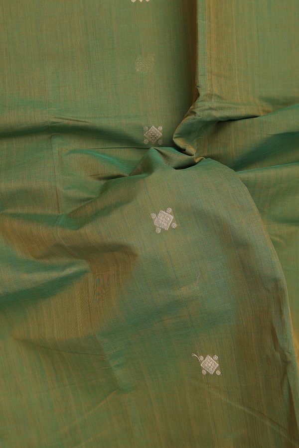 Coimbatore Cotton Saree In Green With Yali Buttas