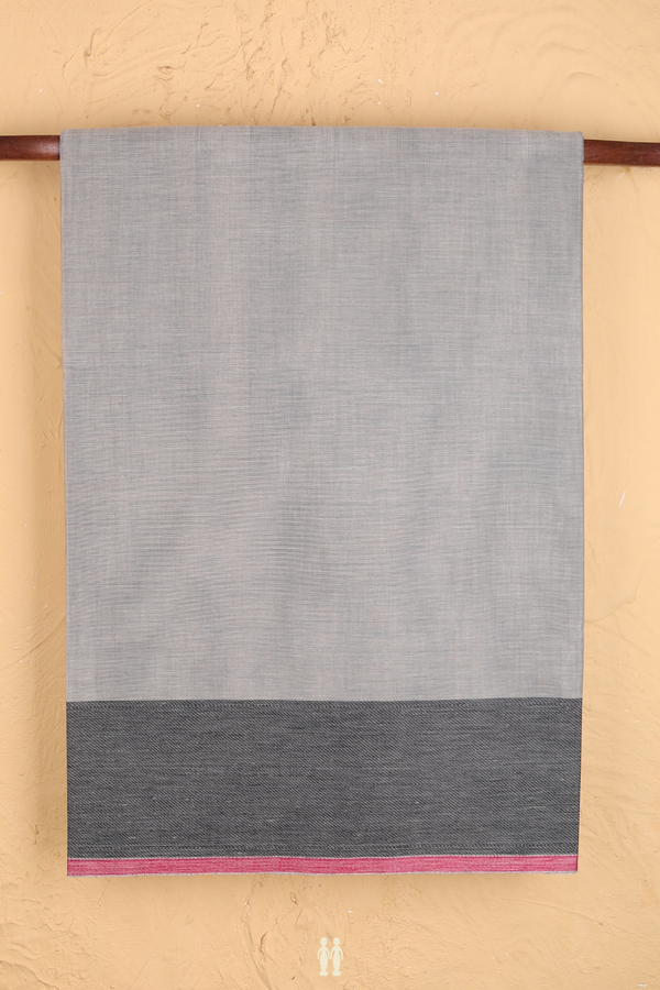 Coimbatore Cotton Saree In Grey With Threadwork Border