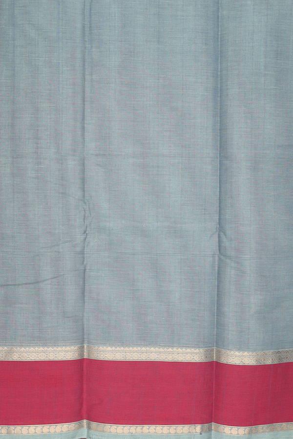Coimbatore Cotton Saree In Greyish Green With Stripes Design