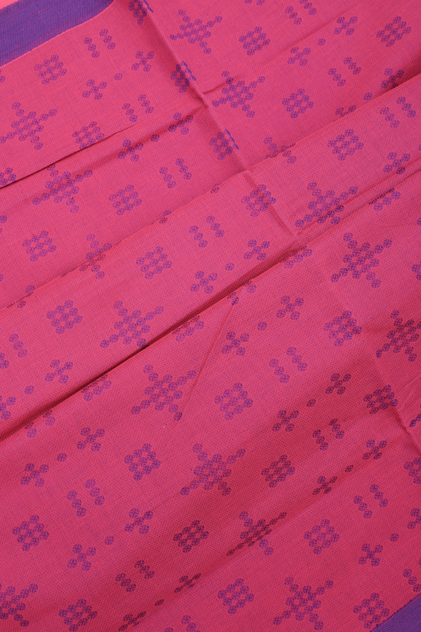Coimbatore Cotton Saree In Hot Pink Checks With Buttas