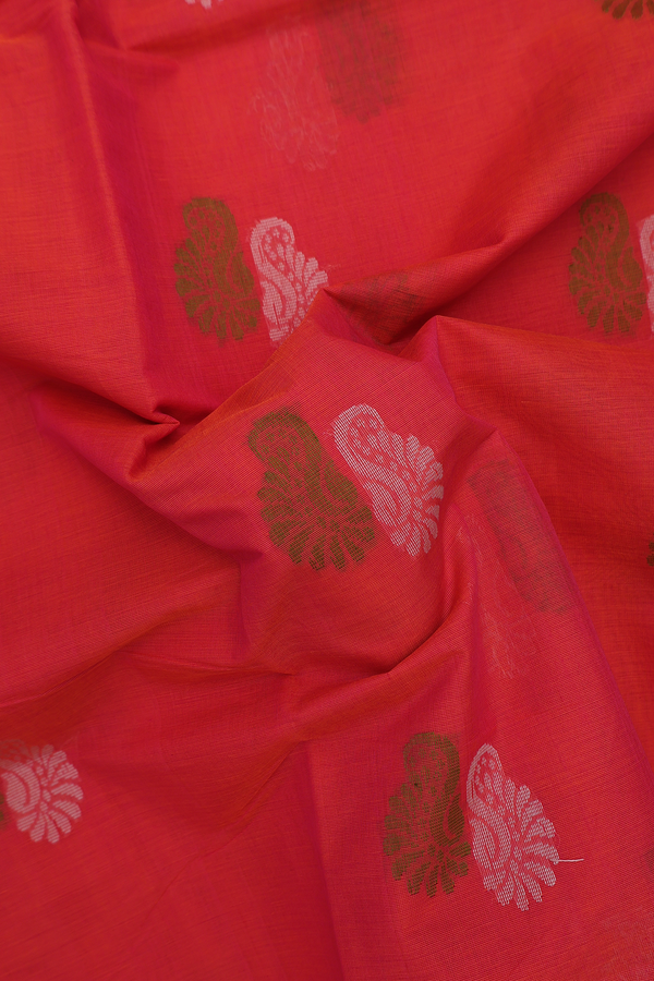 Coimbatore Cotton Saree In Hot Pink With Threadwork Motifs