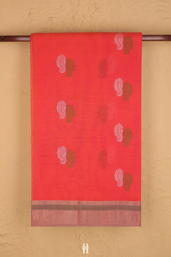 Coimbatore Cotton Saree In Hot Pink With Threadwork Motifs