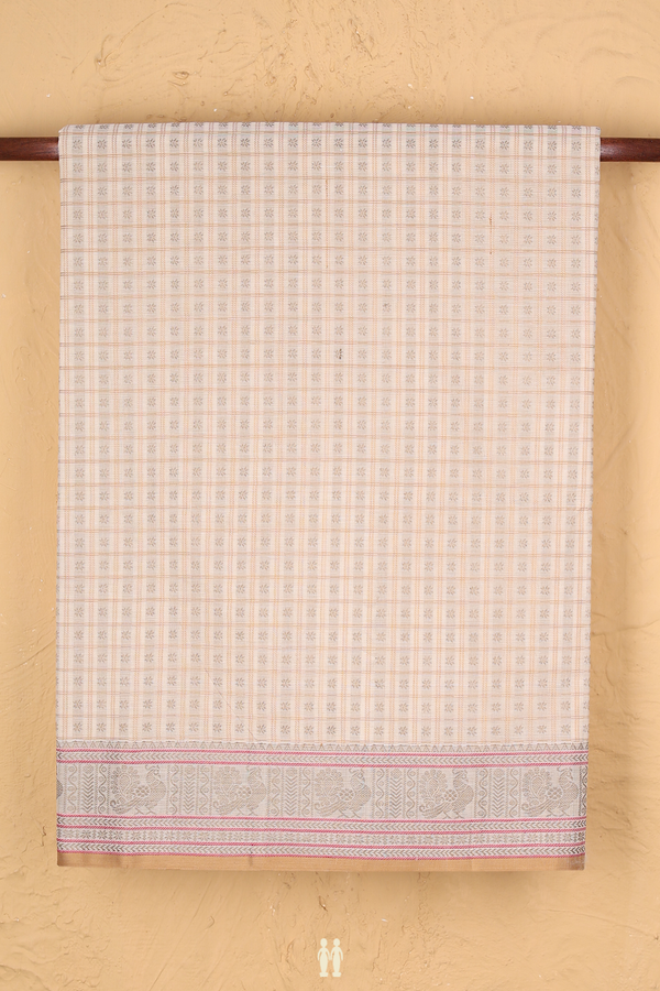 Coimbatore Cotton Saree In Ivory With Checks Design