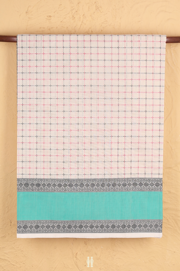 Coimbatore Cotton Saree In Ivory With Checks Design