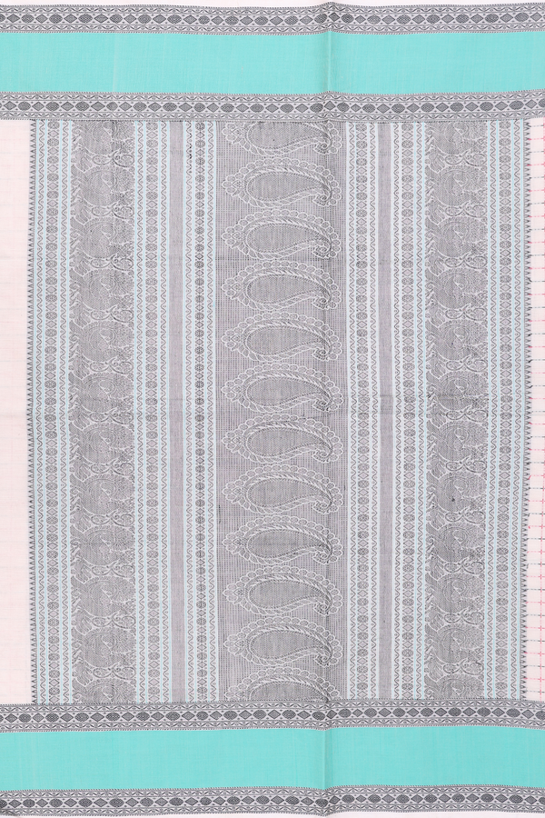 Coimbatore Cotton Saree In Ivory With Checks Design
