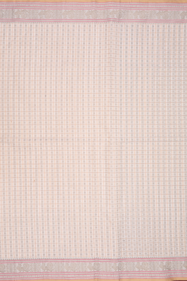Coimbatore Cotton Saree In Ivory With Checks Design