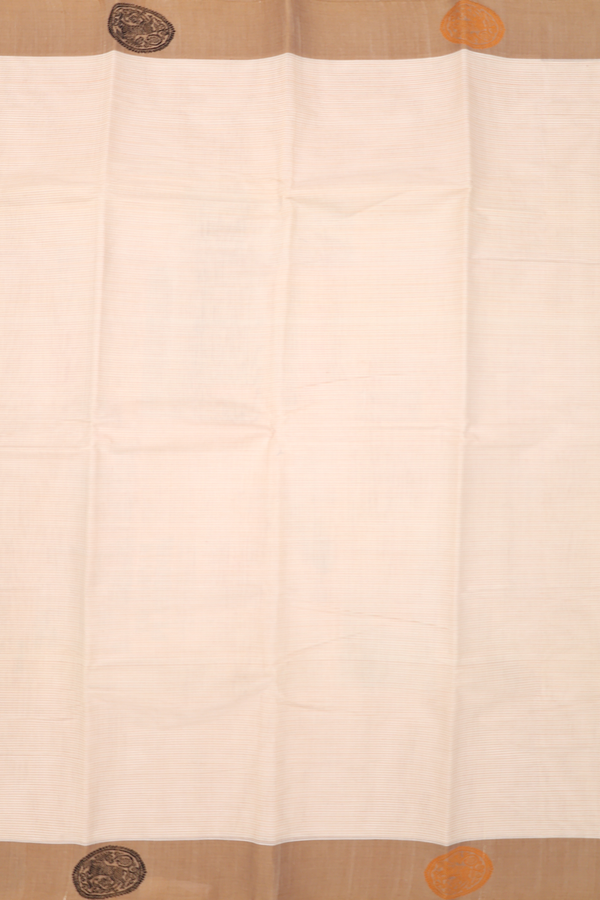 Coimbatore Cotton Saree In Ivory With Stripes Design