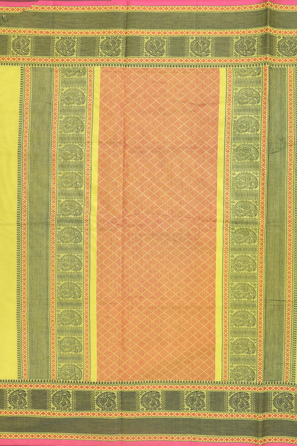 Coimbatore Cotton Saree In Lemon Yellow With Paisley Buttas