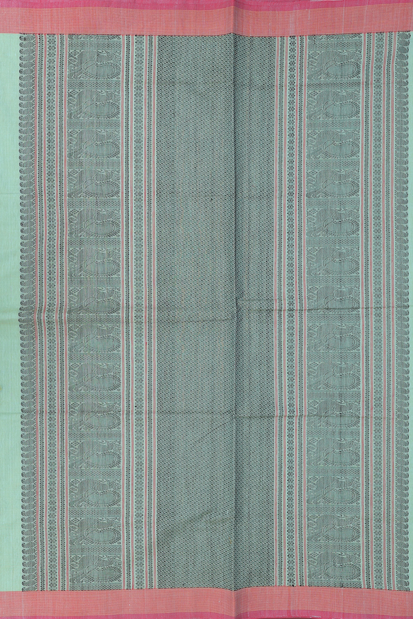 Coimbatore Cotton Saree In Mint Green With Threadwork Buttis