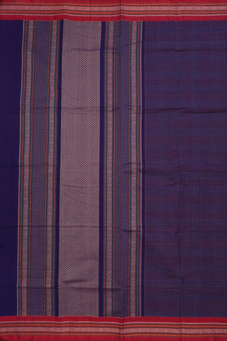 Coimbatore Cotton Saree In Navy Blue With Checks Design