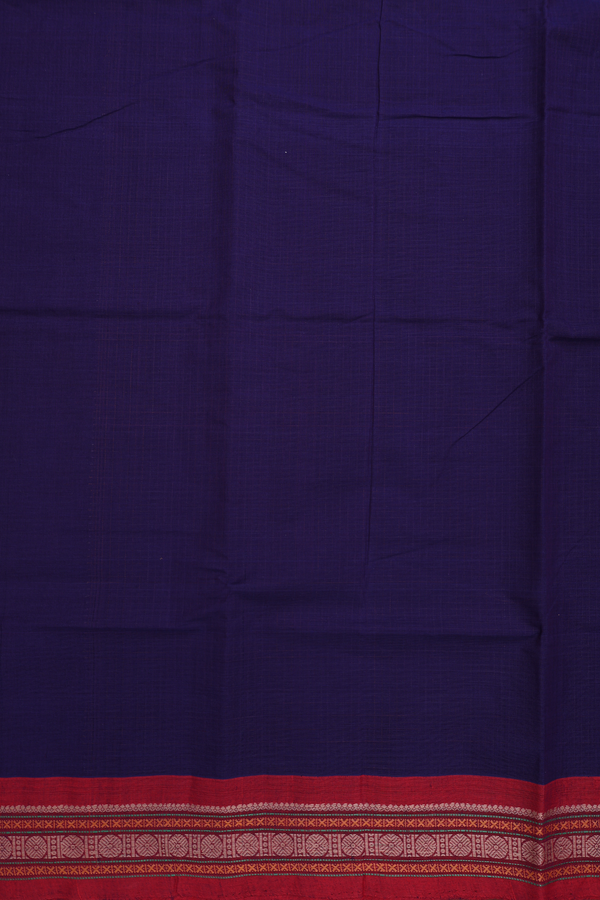 Coimbatore Cotton Saree In Navy Blue With Checks Design