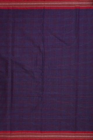 Coimbatore Cotton Saree In Navy Blue With Checks Design