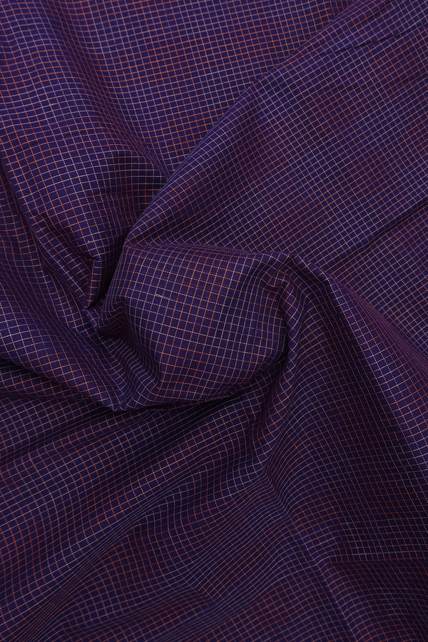 Coimbatore Cotton Saree In Navy Blue With Checks Design
