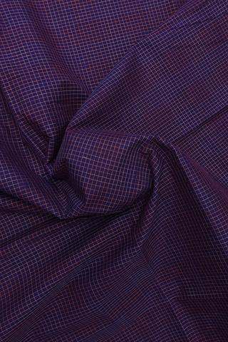 Coimbatore Cotton Saree In Navy Blue With Checks Design