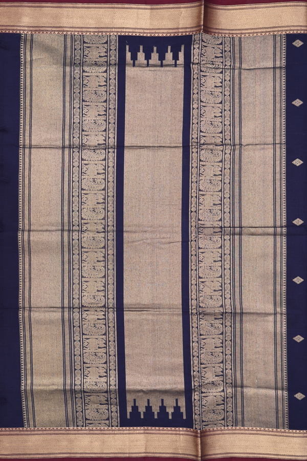 Coimbatore Cotton Saree In Navy Blue With Diamond Buttas
