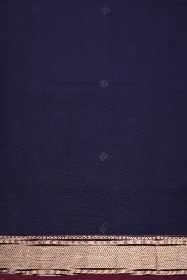 Coimbatore Cotton Saree In Navy Blue With Diamond Buttas