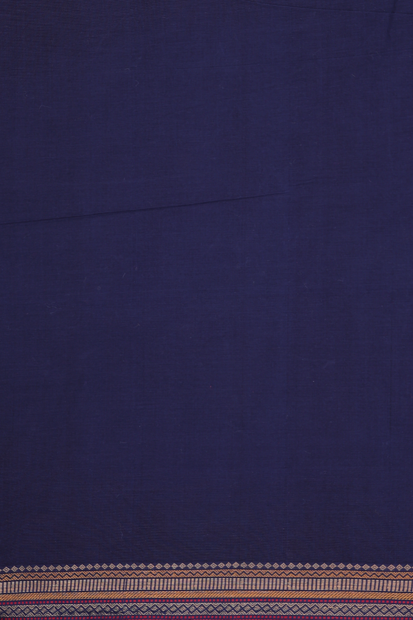 Coimbatore Cotton Saree In Navy Blue With Threadwork Buttas