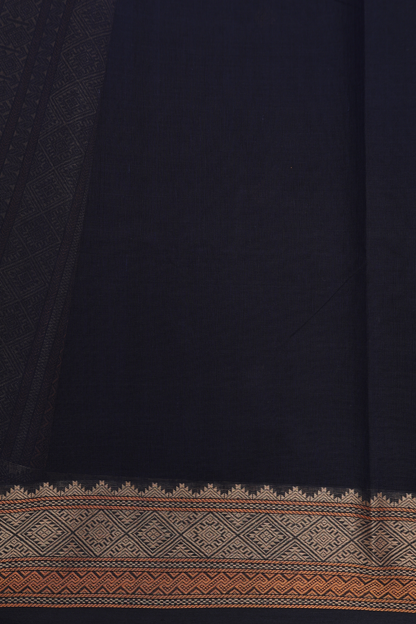 Coimbatore Cotton Saree In Navy Blue With Threadwork Buttas