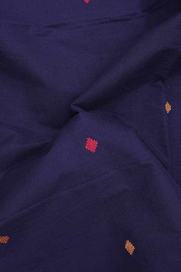 Coimbatore Cotton Saree In Navy Blue With Threadwork Buttas