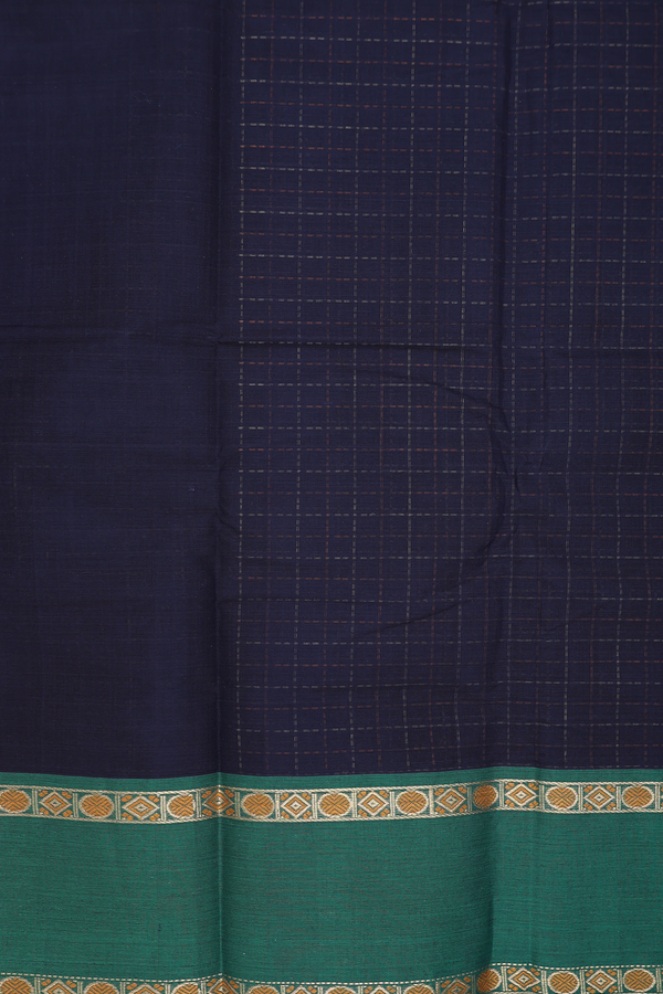 Coimbatore Cotton Saree In Navy Blue With Threadwork Design